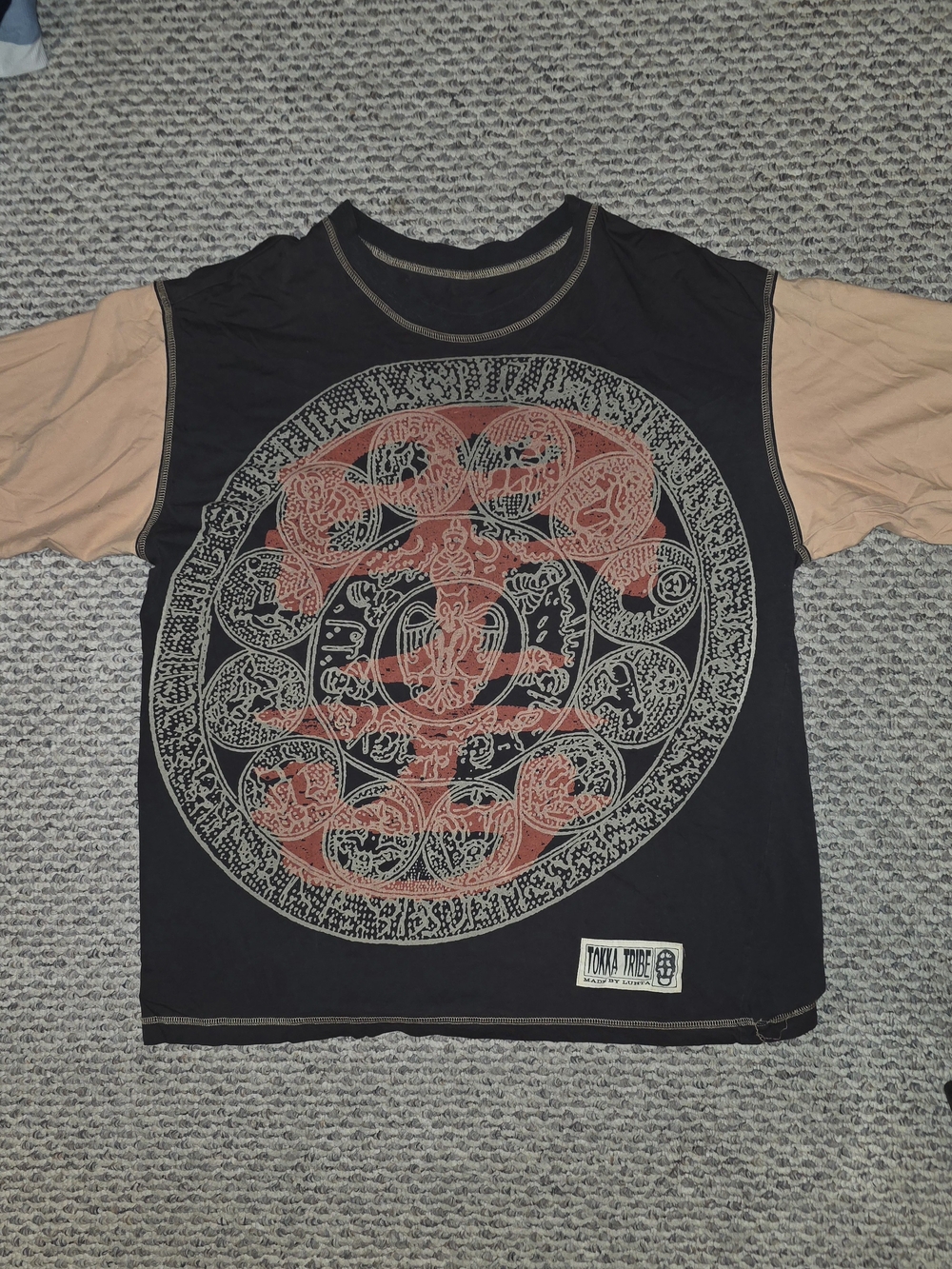 Black & Beige Short Sleeve Graphic Shirt